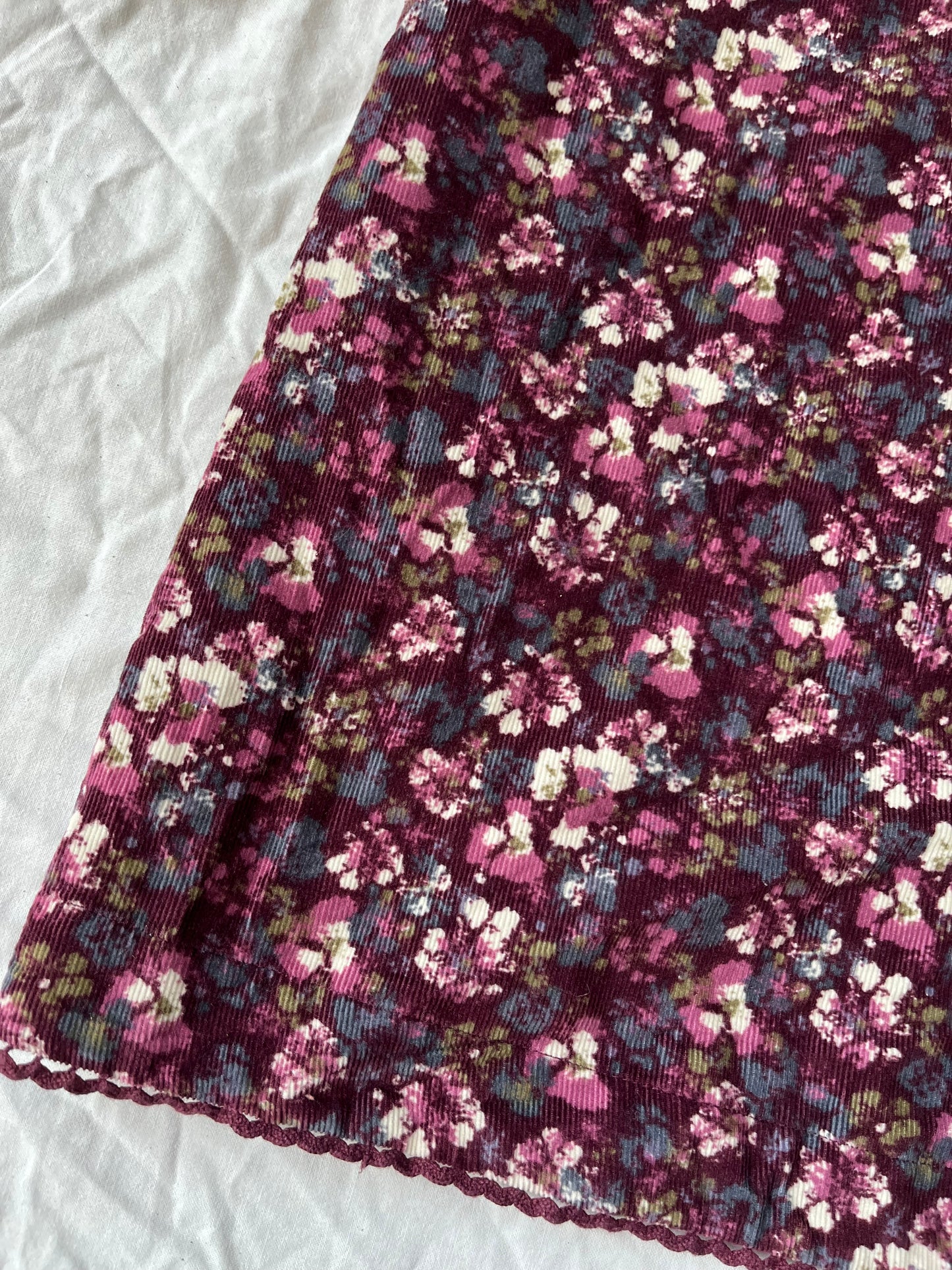 Corduroy Floral Midi Skirt UK 10