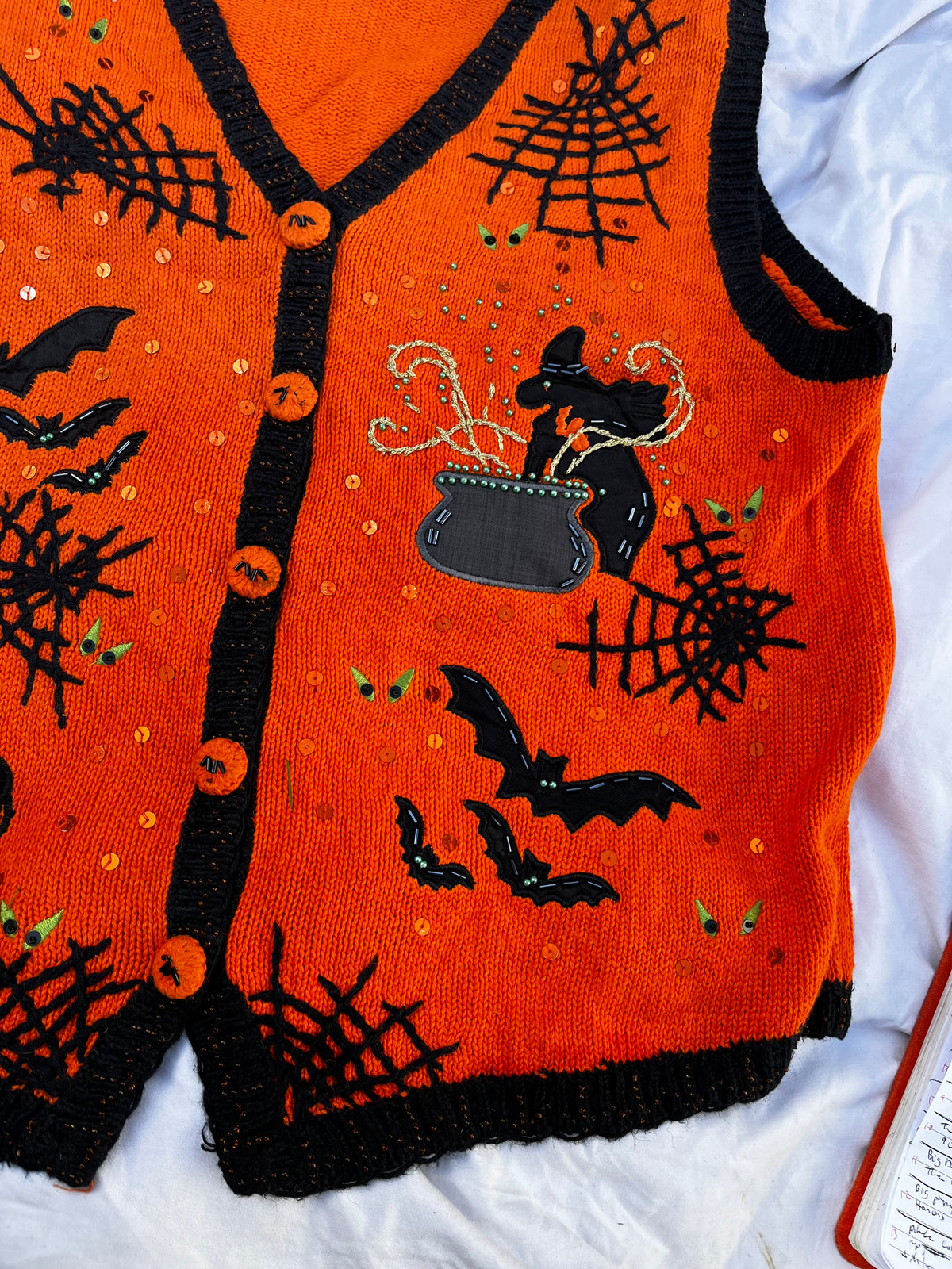 Cobwebs 1990s Halloween Sweater Vest M