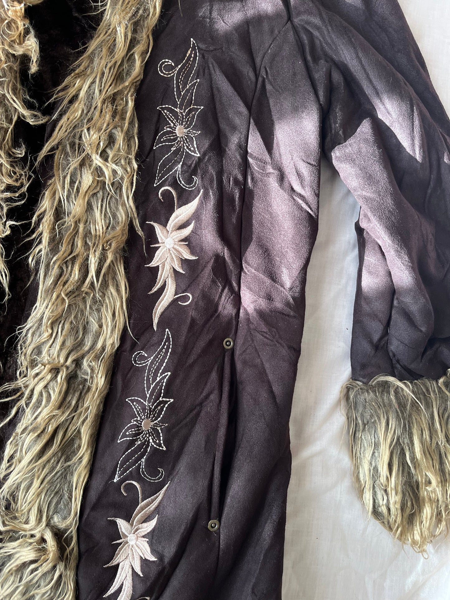 Brown Embroidered Afghan Coat - Size S