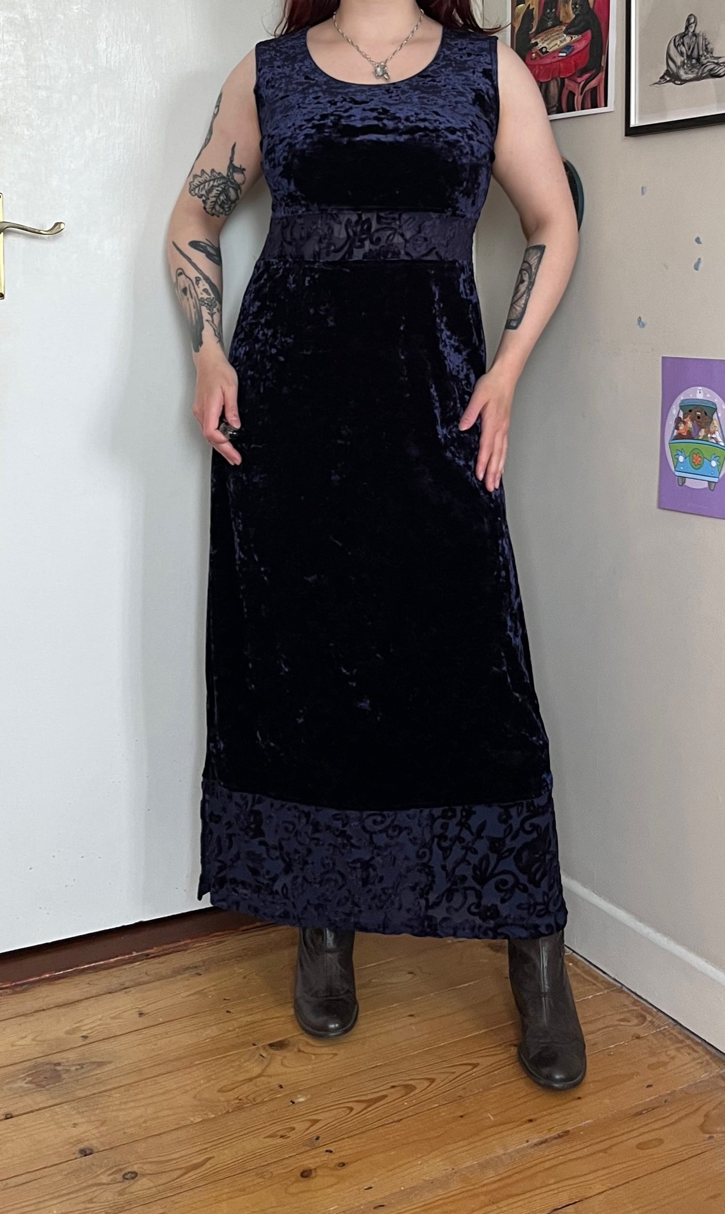 Blue Velvet Dress UK 14-16