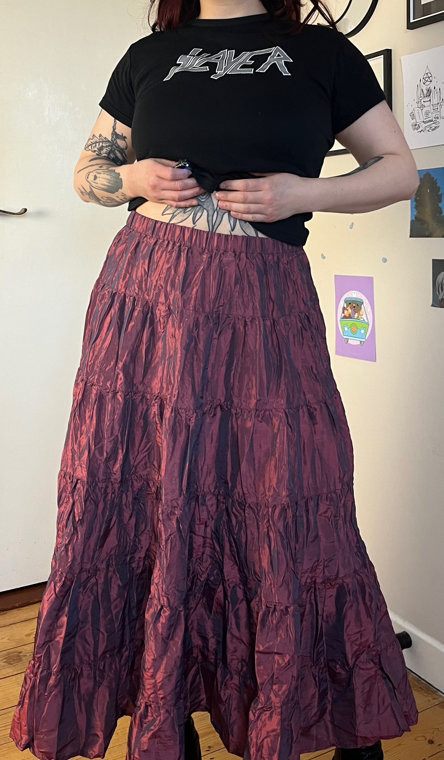 Purple Satin Skirt UK 12-14