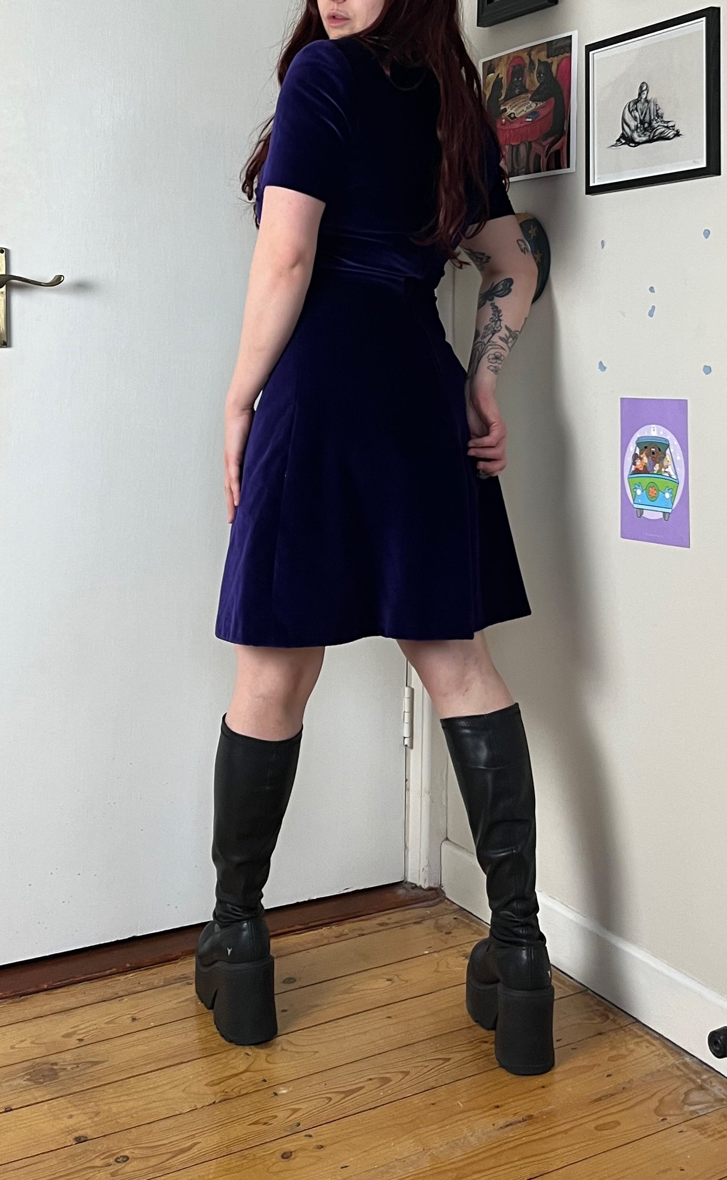 Purple Velvet Dress UK 12