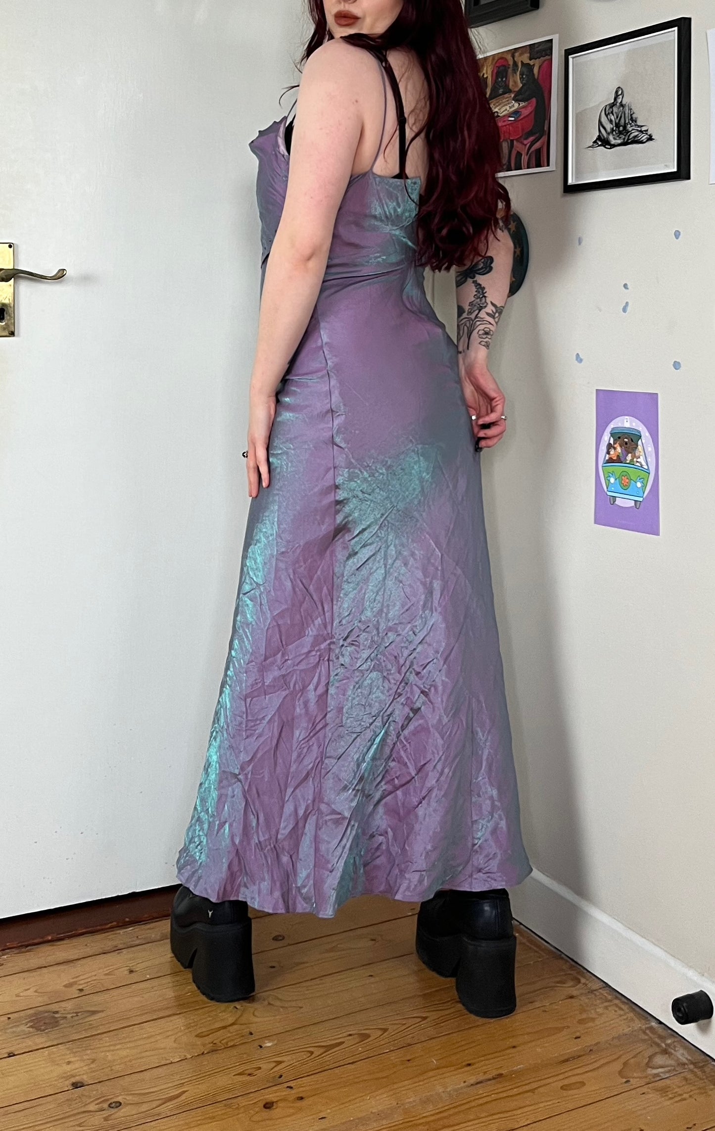 Lilac Satin Evening Dress - UK 10