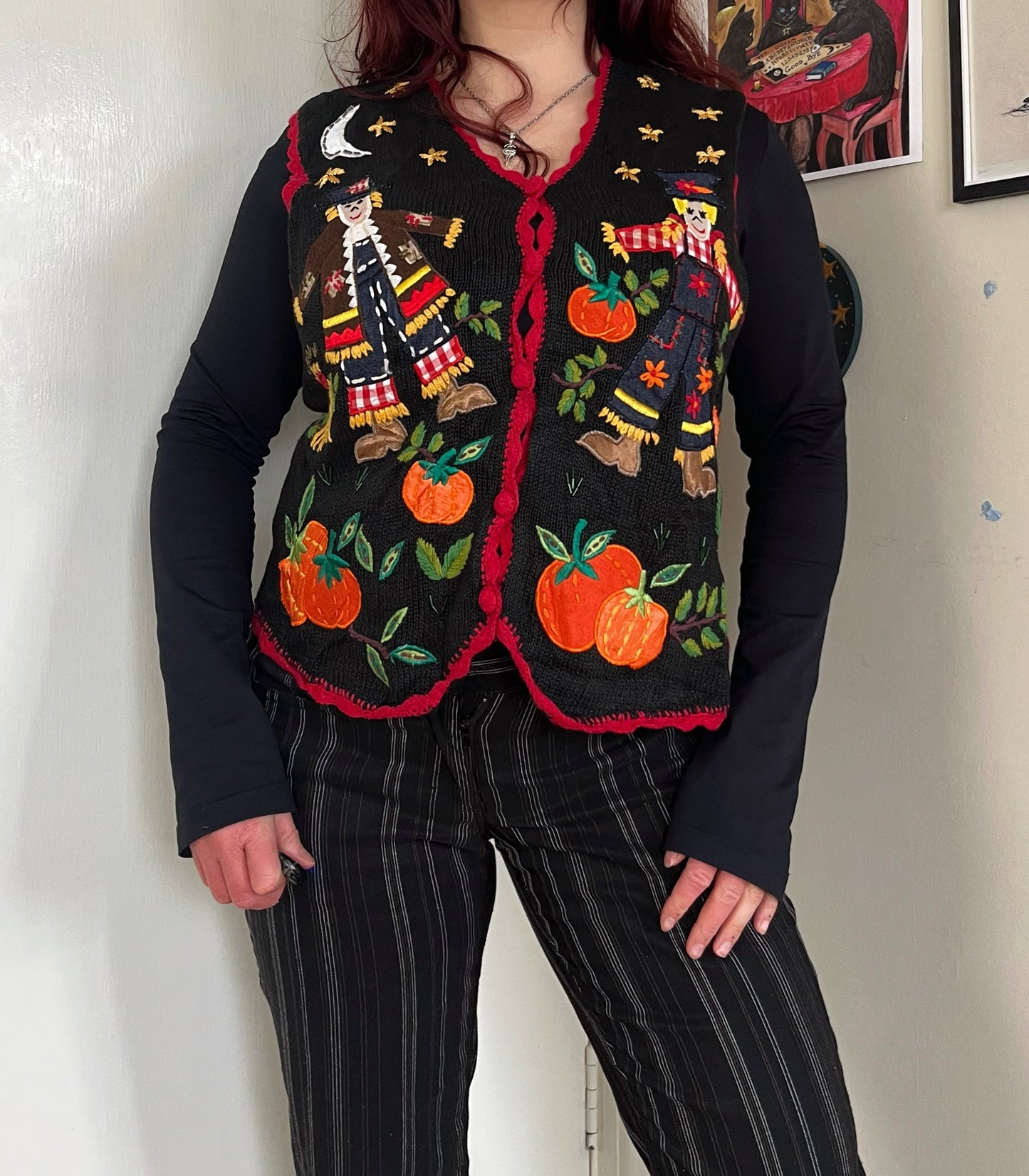 Harvest 1990s Halloween Sweater Vest M