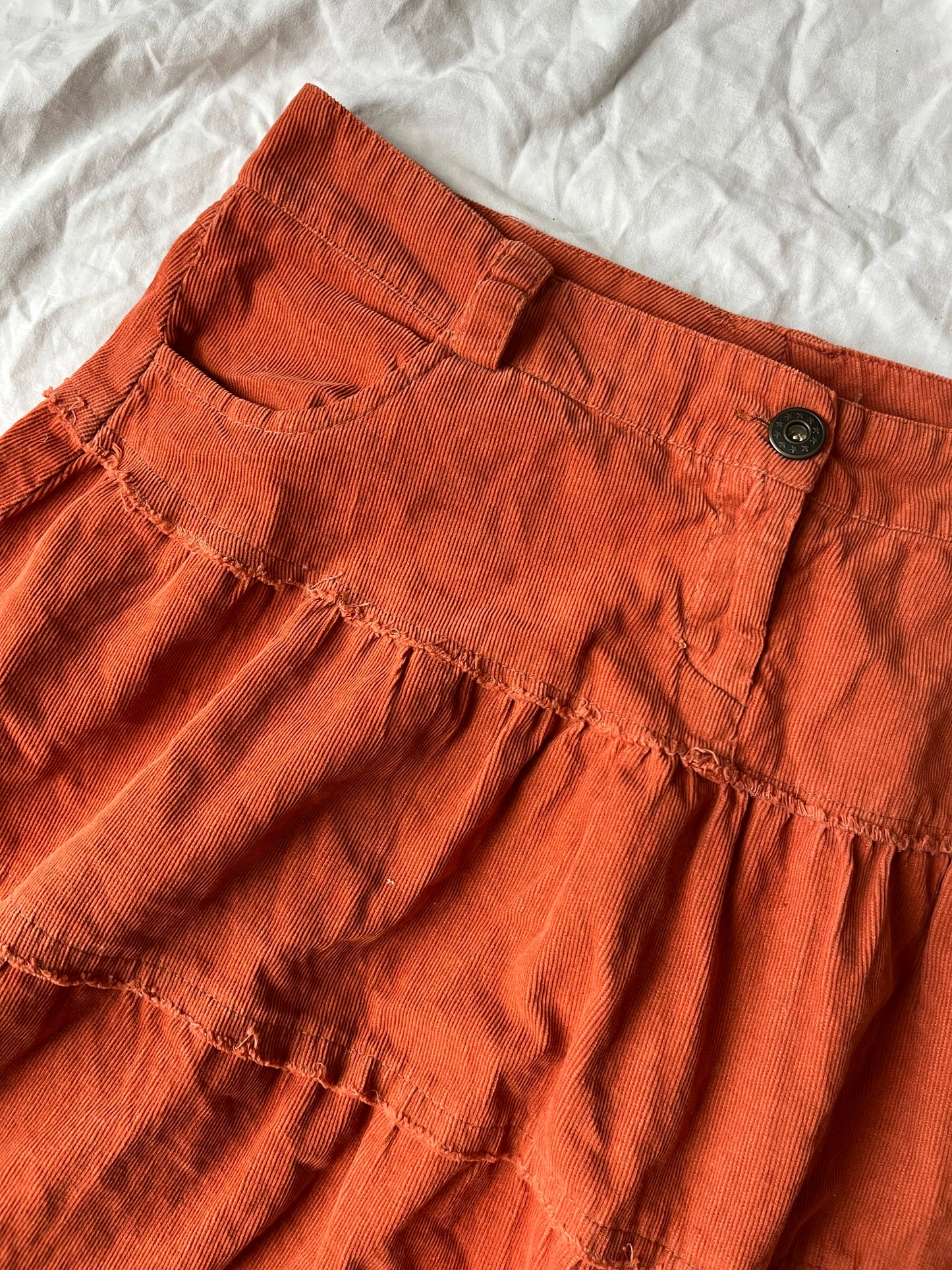 Coral Pink Corduroy Skirt UK 12