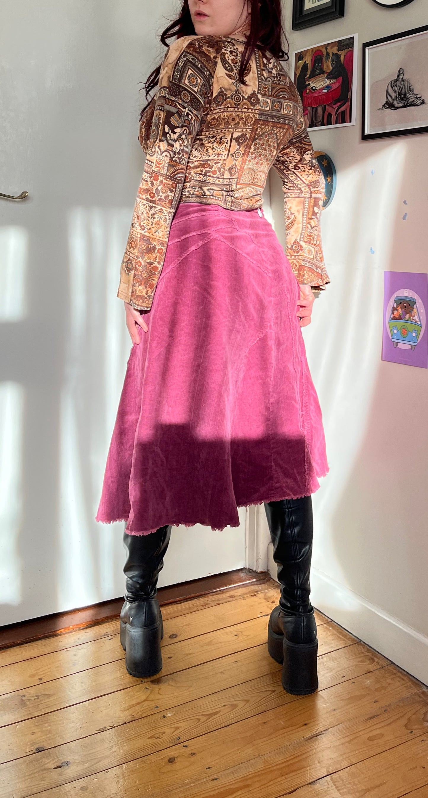 Pink Corduroy Skirt - UK 12-14