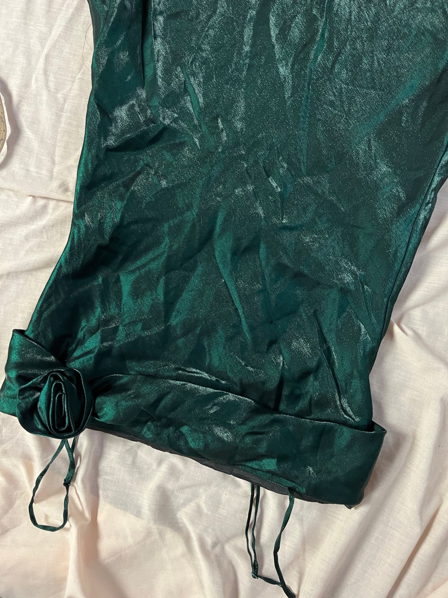 Green Satin Evening Dress - UK 10