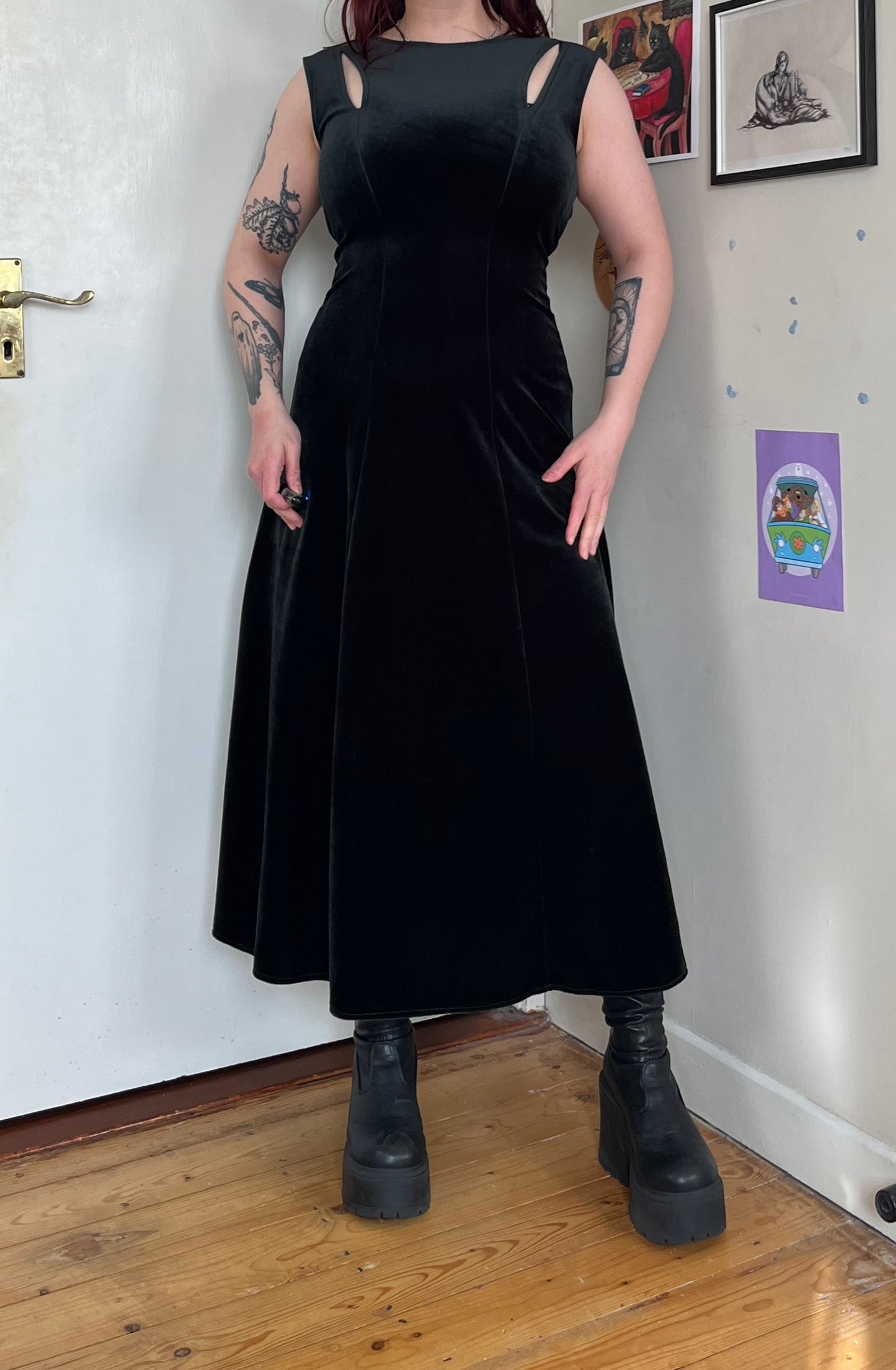 Green Velvet Dress UK 10