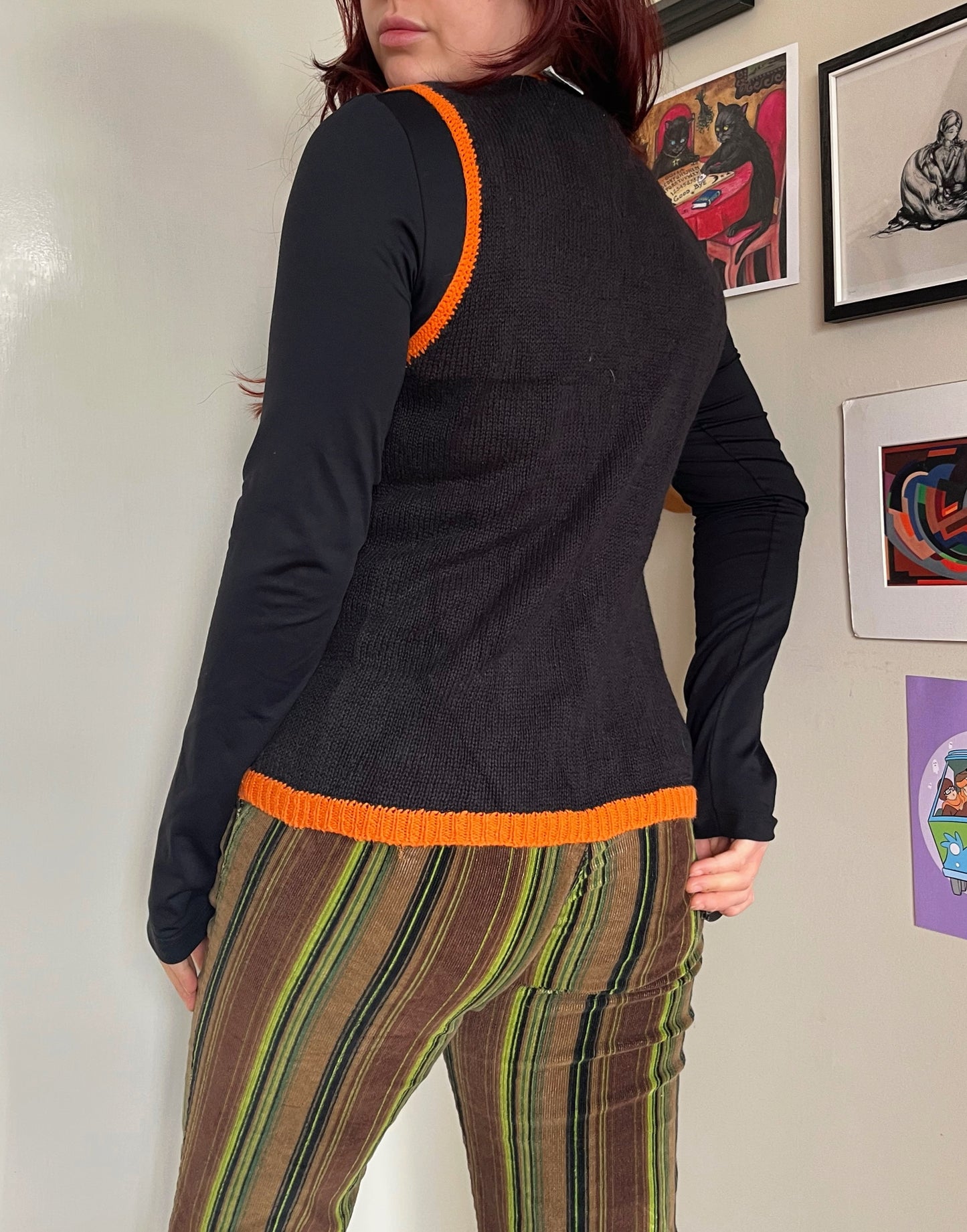 Pumpkin Spice 1990s Halloween Sweater Vest S/M