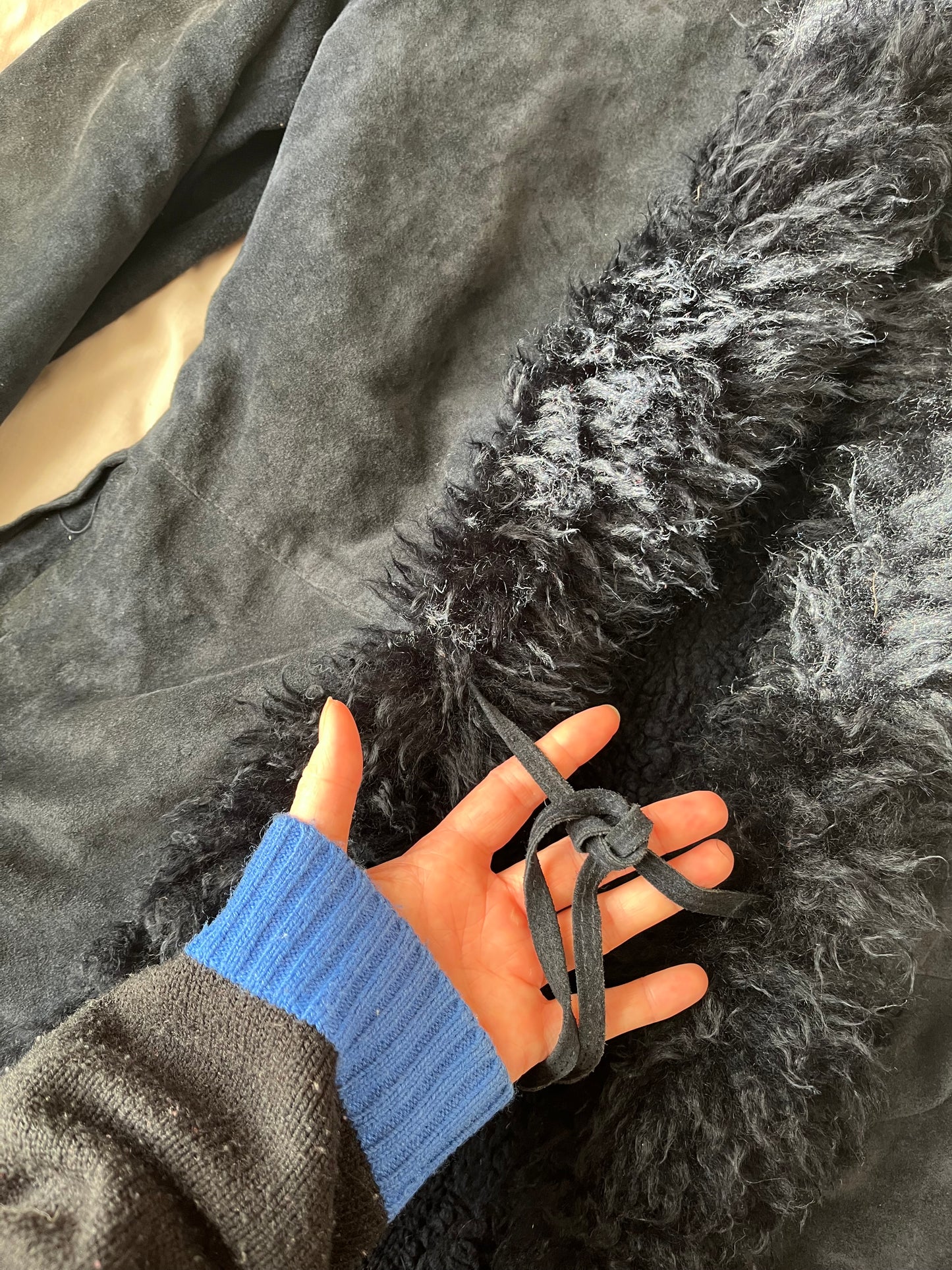 Black Suede Afghan Coat - Size M/L