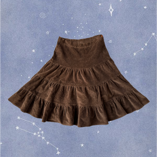 Brown Corduroy Skirt UK 12