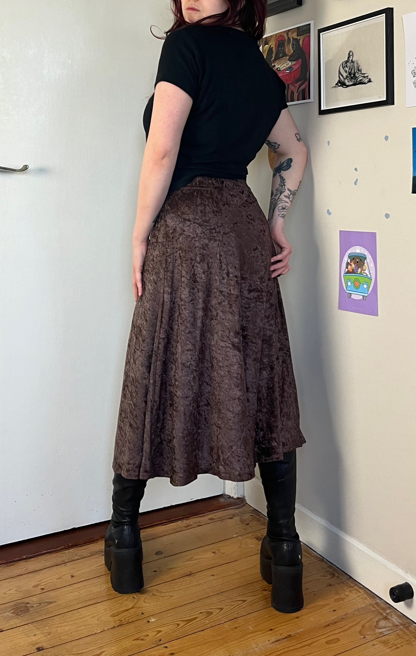 Brown Velvet Skirt UK 14-16
