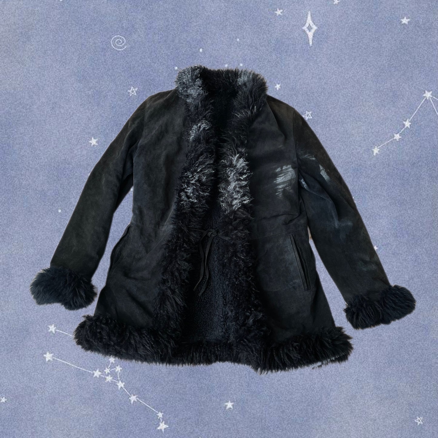 Black Suede Afghan Coat - Size M/L