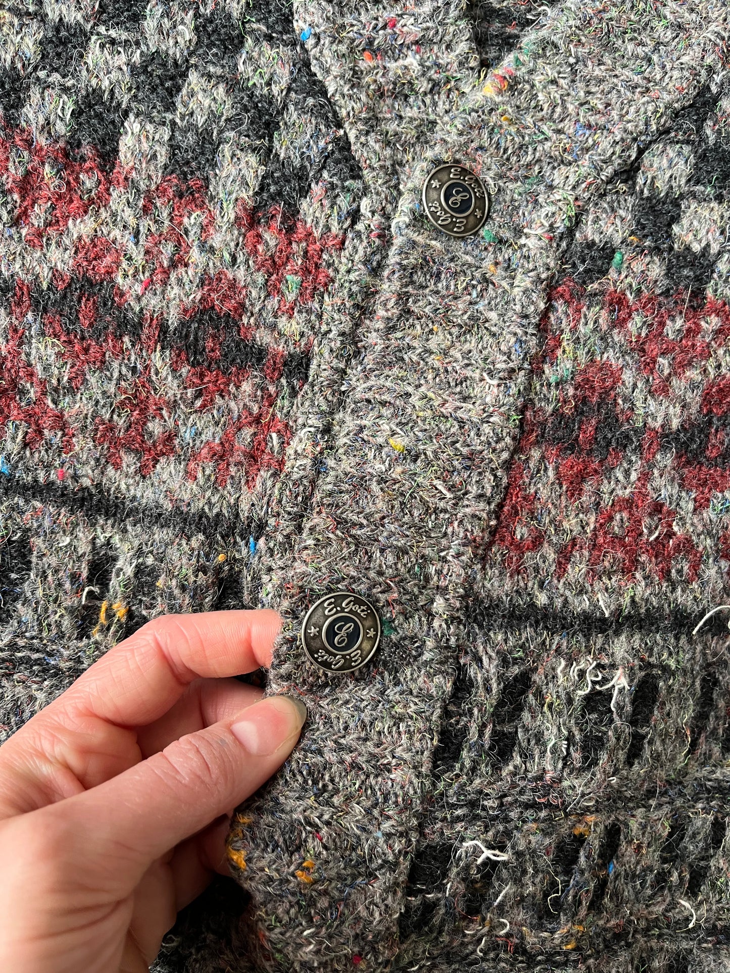 Grey and Red Cardigan XL