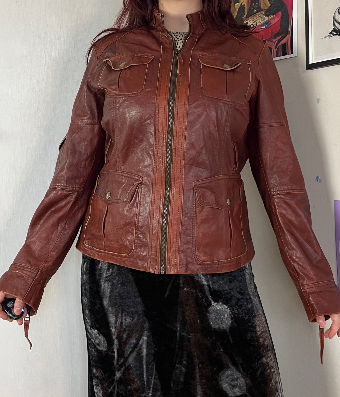 Oxblood Red Leather Jacket UK 12/14/M