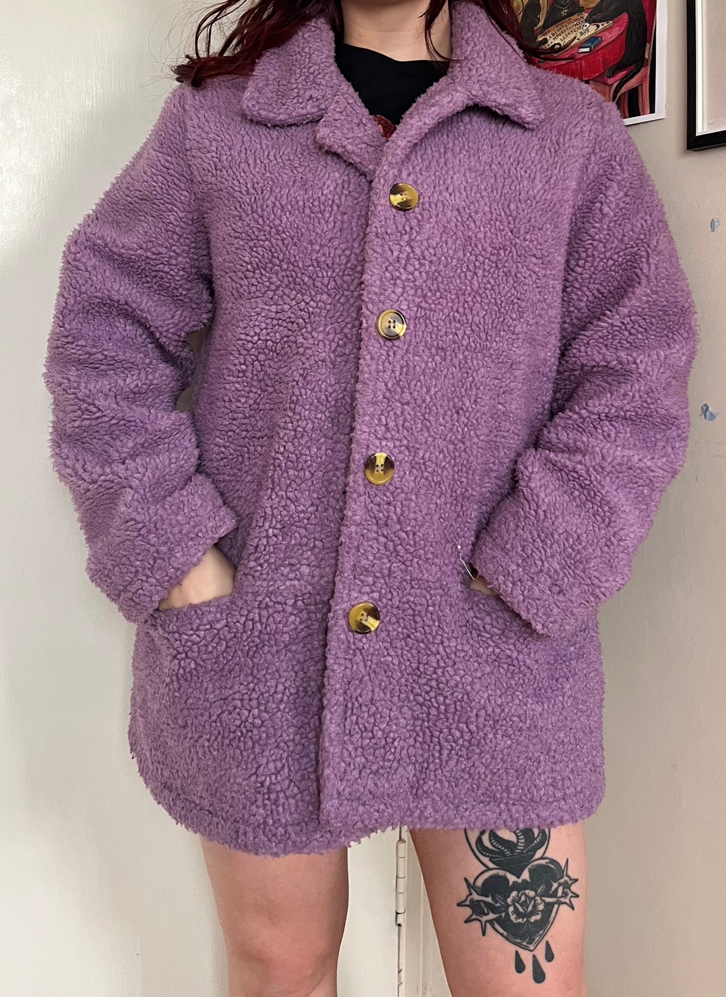 Purple Teddy Coat UK 14-16
