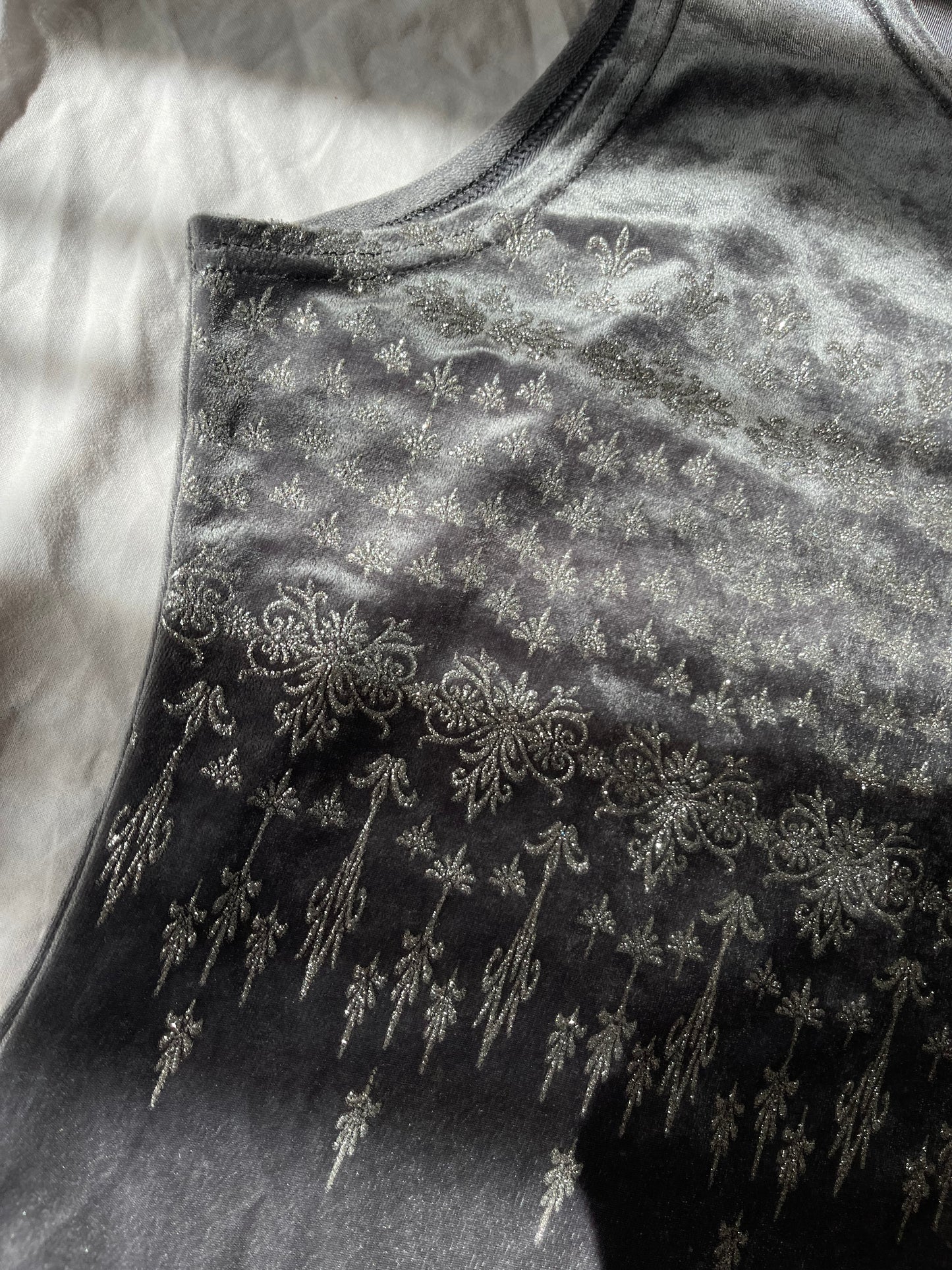 Silver Velvet Top UK 12