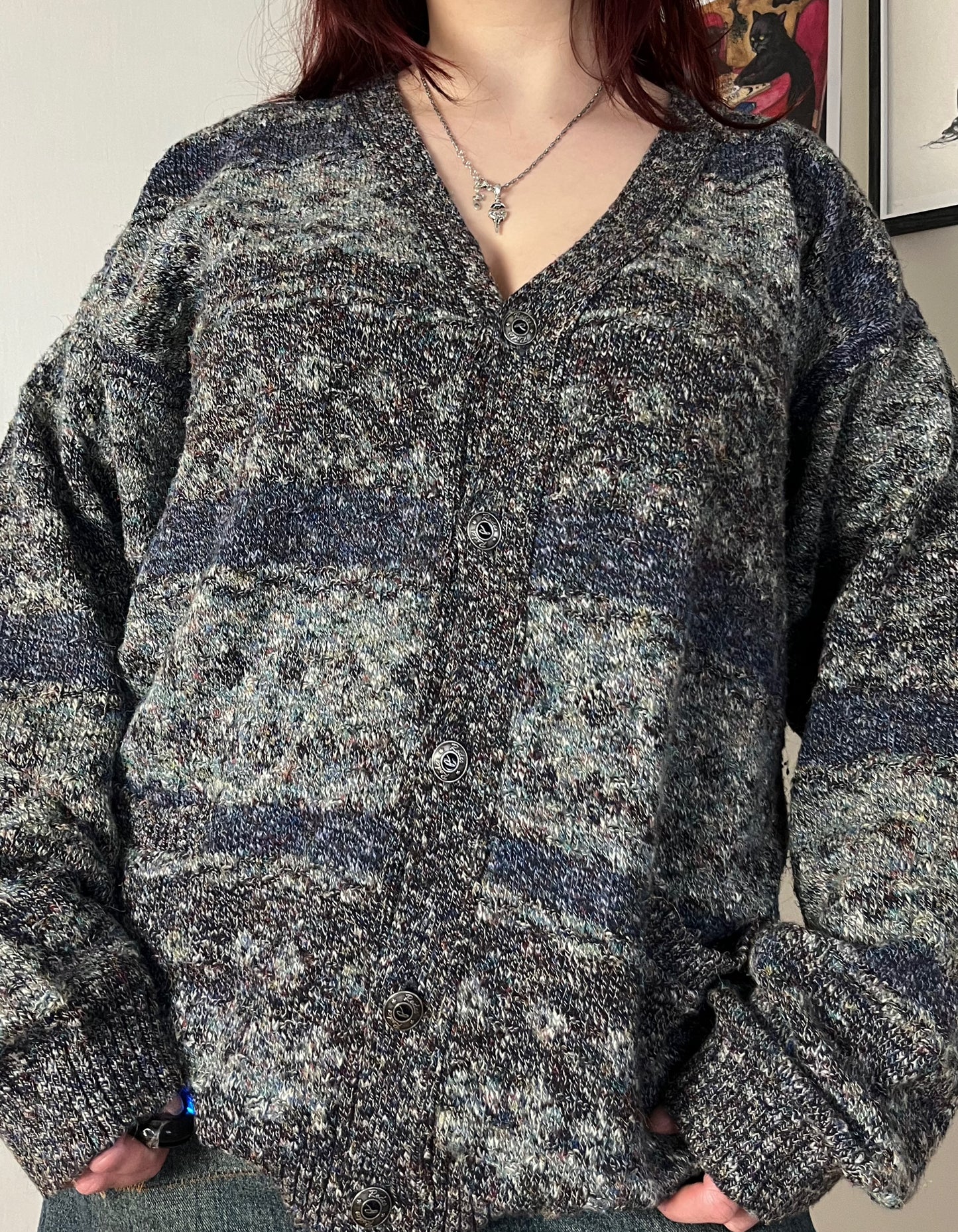 Green and Blue Cardigan XL