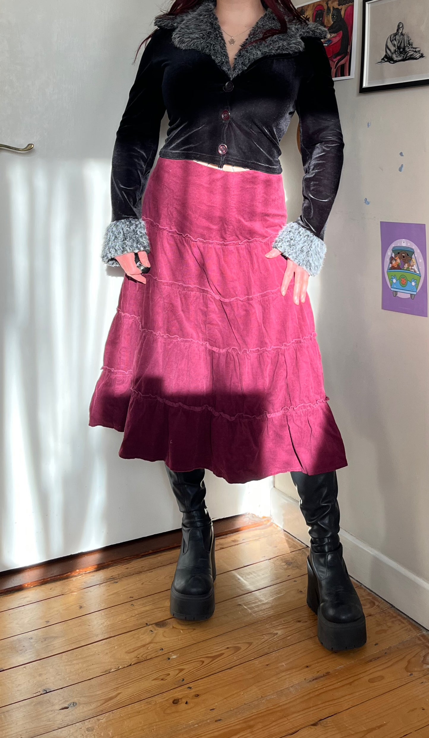 Dark Pink Corduroy Fairy Skirt - UK 14