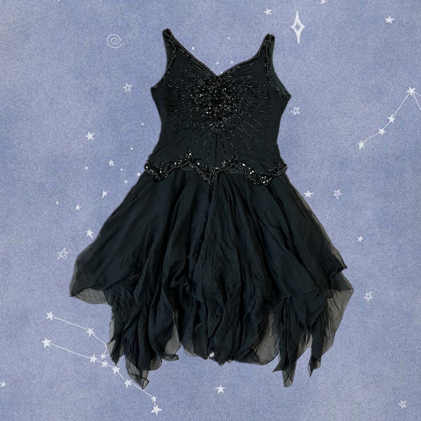 Black Beaded Dress UK 12