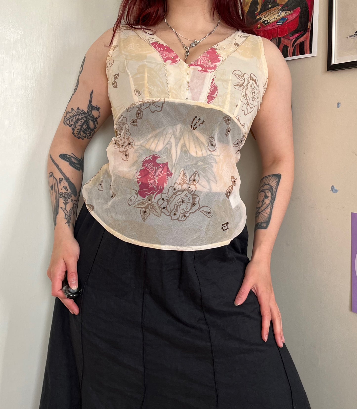 Floral Mesh Top UK 10