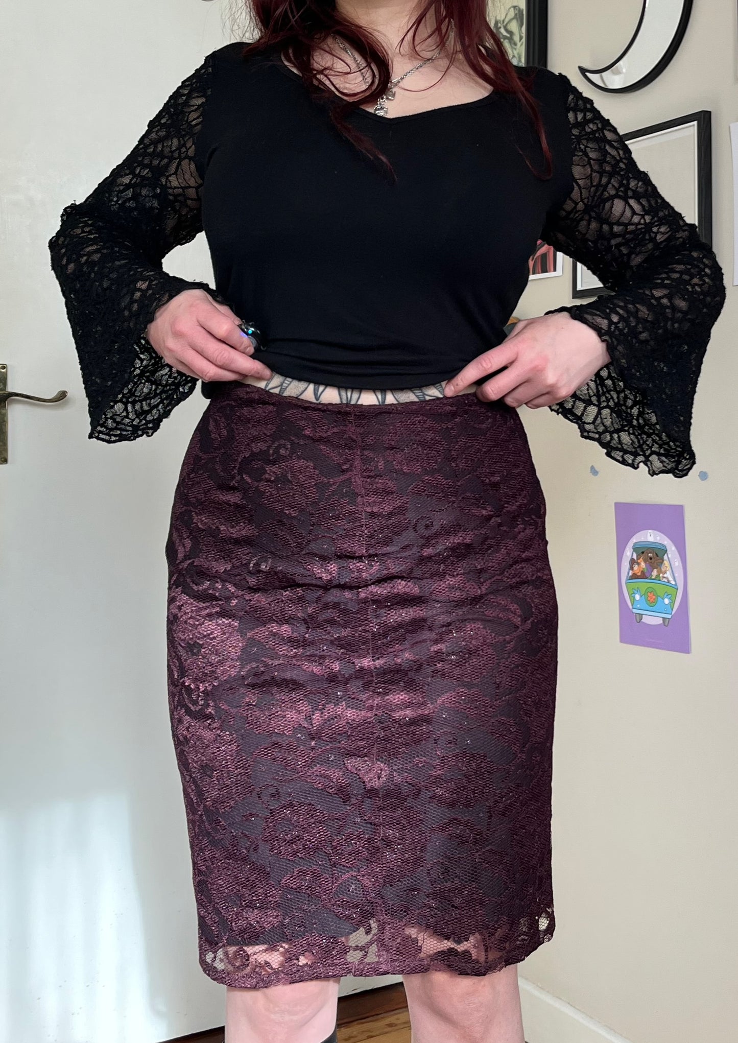 Purple Lace Skirt UK 10/12