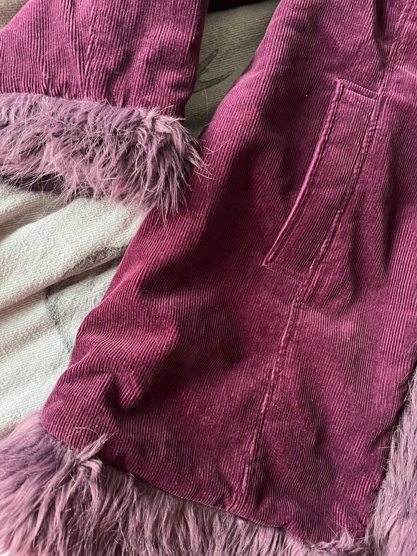 Purple Corduroy Afghan Coat UK 16-18