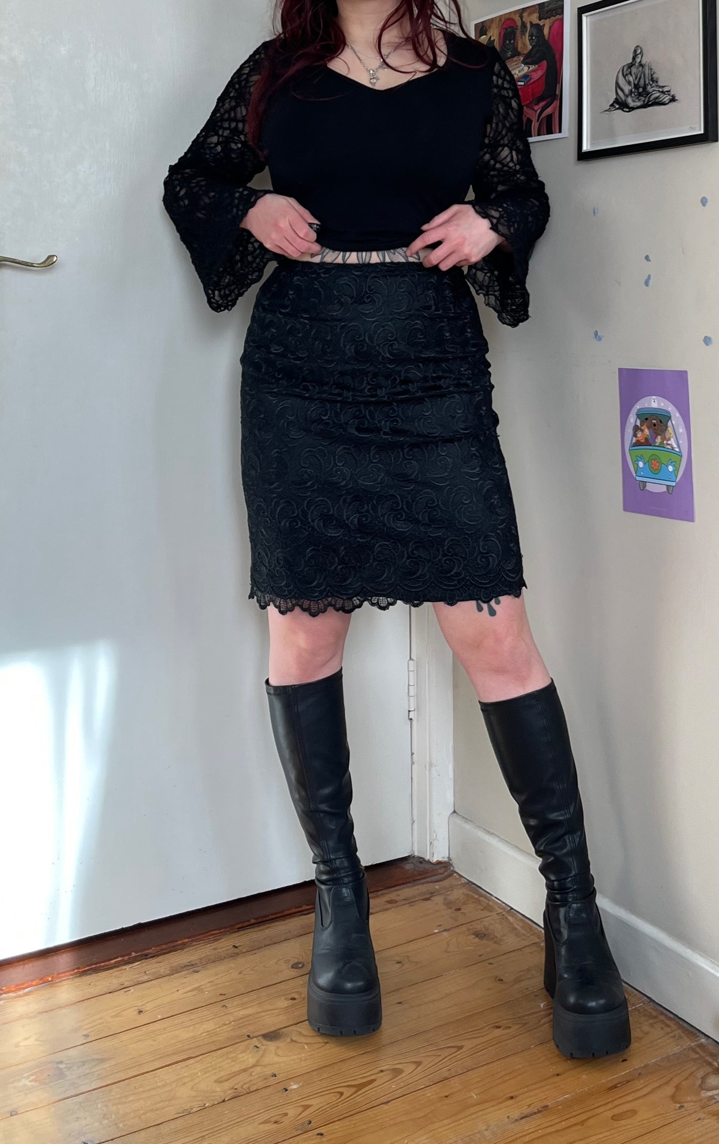 Black Lace Skirt UK 8