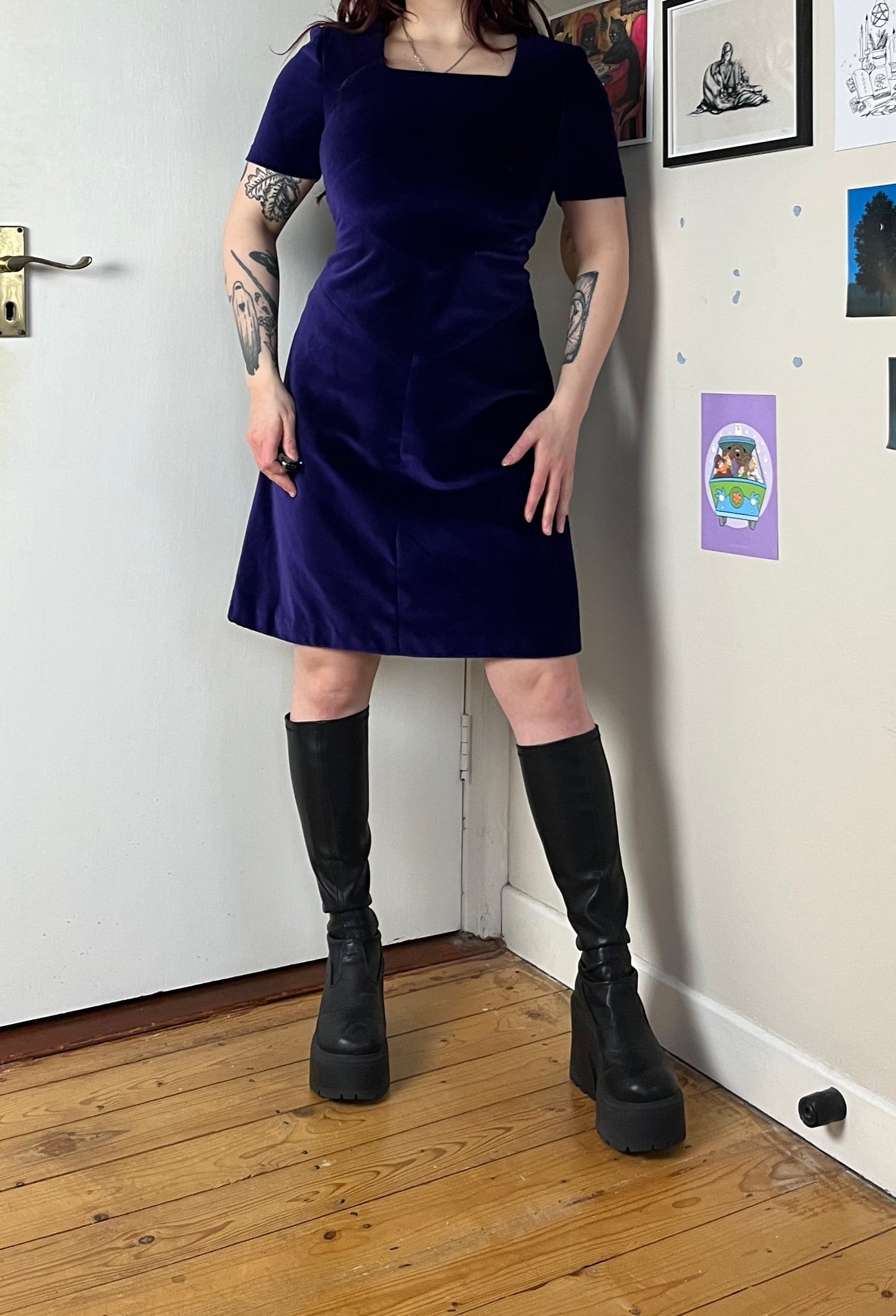 Purple Velvet Dress UK 12