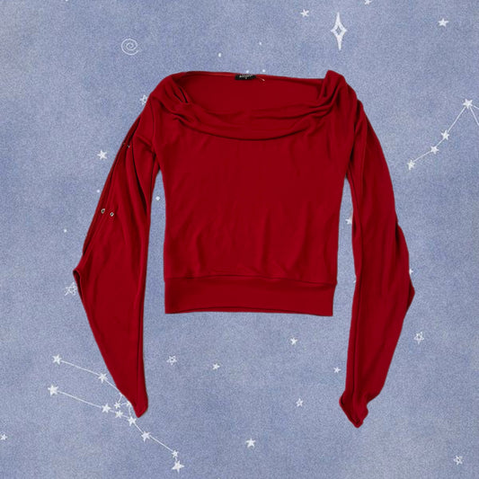 Red Cowl Neck Top UK 10-12