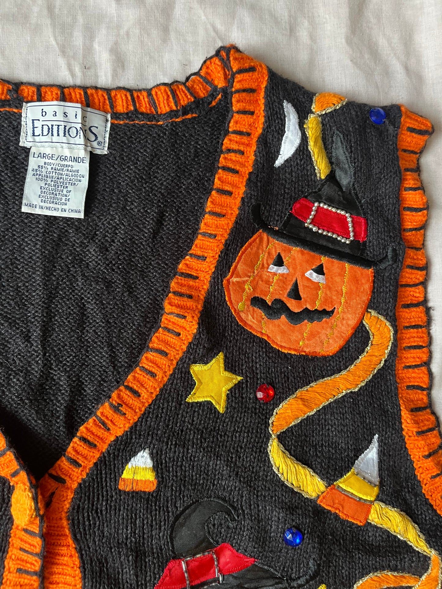 All Hallows 1990s Halloween Sweater Vest L