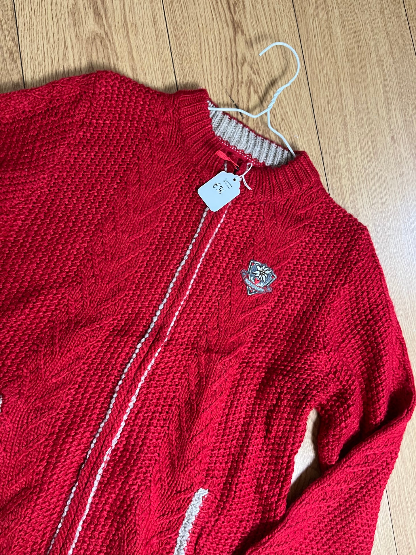 Red Zip Up Cardigan L