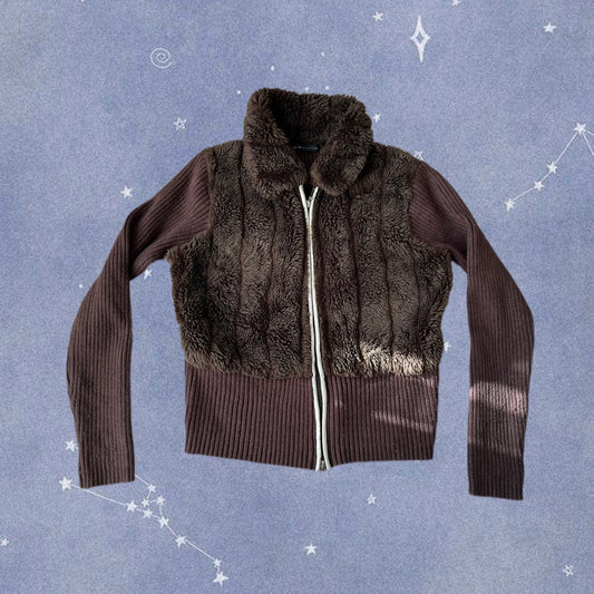 Brown Fluffy Cardigan - UK 6-12