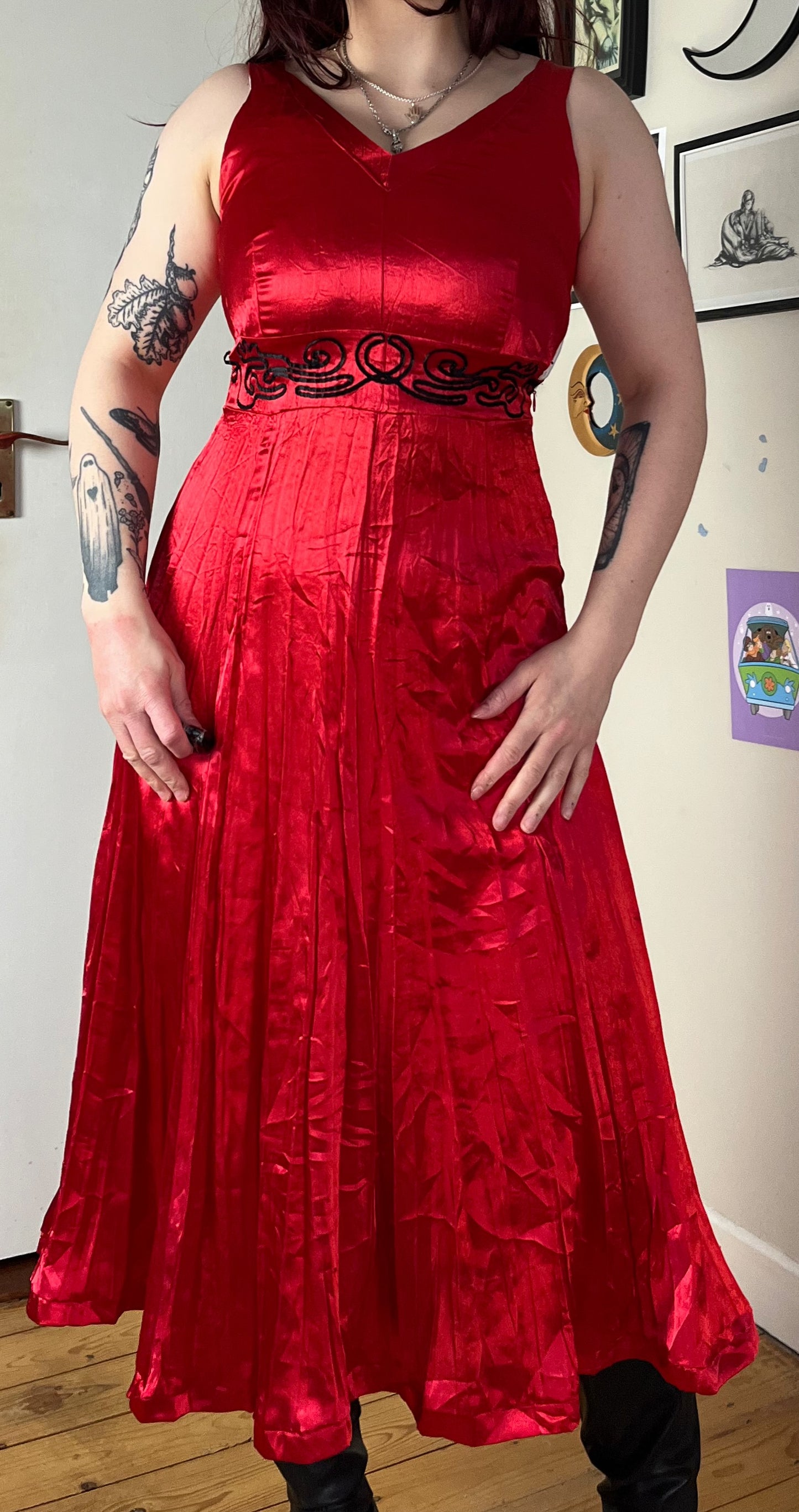 Red Satin Dress UK 10