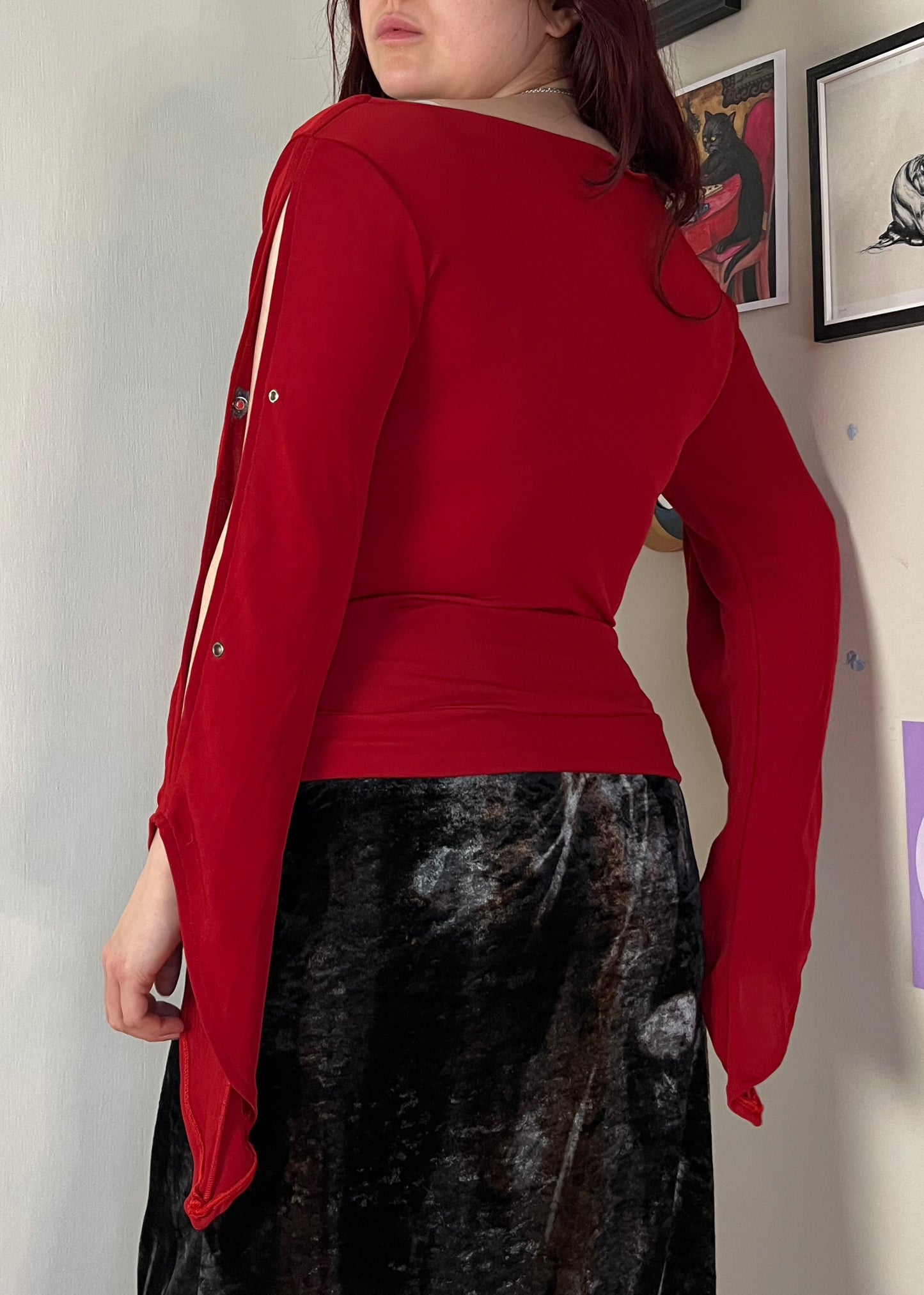 Red Cowl Neck Top UK 10-12