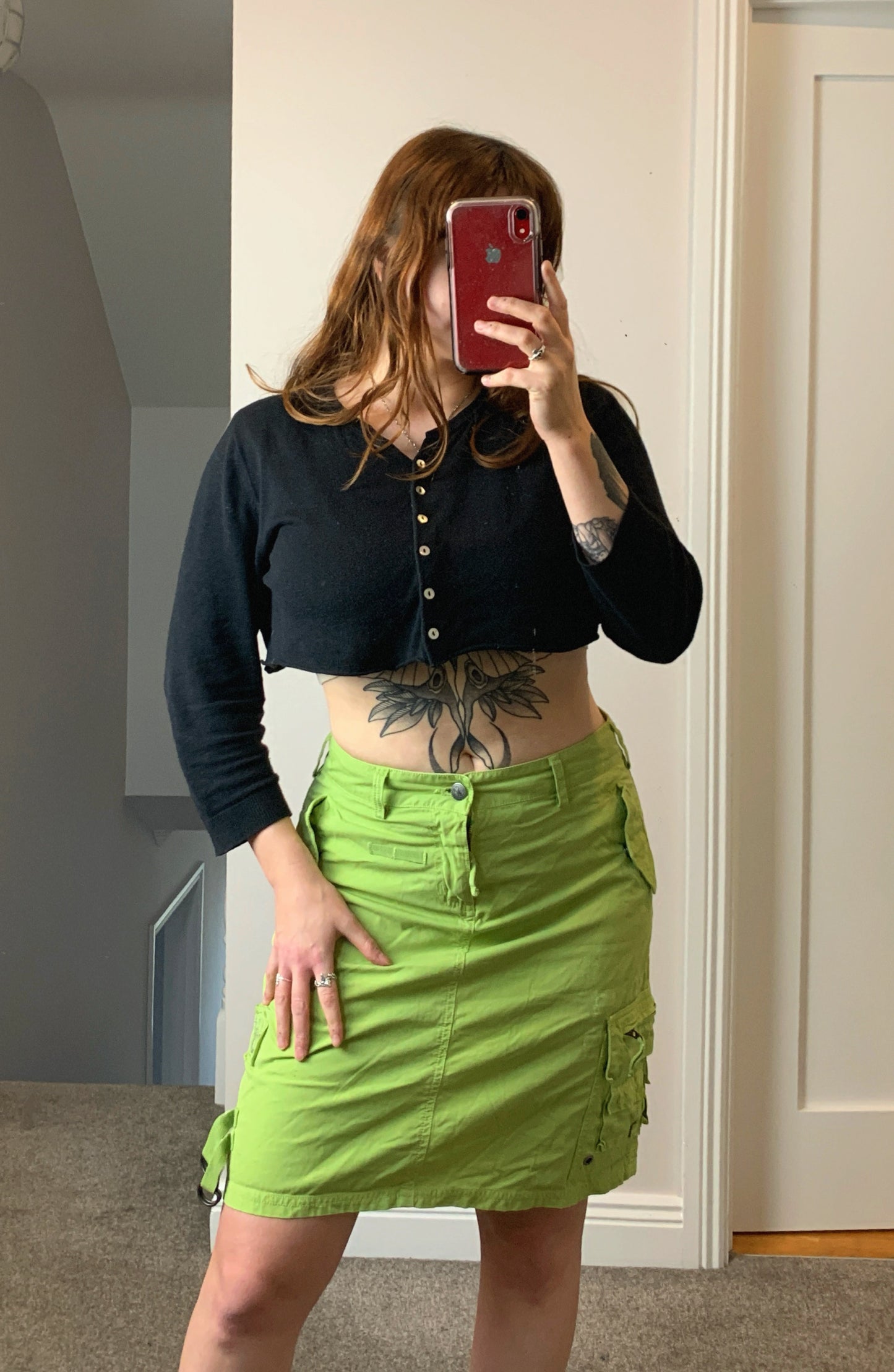 Sage Y2K Cargo Skirt UK 10-12